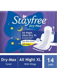 Stayfree Dry Max All Night Sanitary napkins (14 Count)