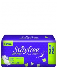 Stayfree Dry-Max All Night Ultra-Thin with Wings - X- Large (28 Pads)