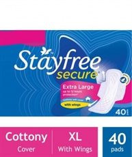 Stayfree Secure XL Cottony Sanitary Napkins with Wings - 40 Pads (Save Rupees 10)