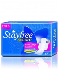 Stayfree Secure XL Cottony Sanitary napkins with Wings (20 Count)