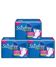 Stayfree Secure XL Cottony Sanitary Napkins with Wings, Extra Large (60 Count)