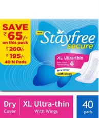 Stayfree Secure XL Ultra Thin Sanitary Napkins - 40 Pads