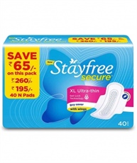 Stayfree Secure XL Ultra Thin Sanitary napkins (40 Count)