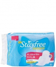 Stayfree Secure XL Ultra Thin Sanitary napkins with Wings (6 Count)