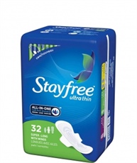 Stayfree Ultra Thin Long Sanitary Pads With Wings, 32 Count (Pack Of 2)