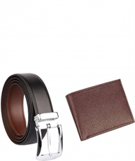 Urban Alfami Mens Brown Wallet and Belt Combo