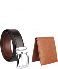 Urban Alfami Mens tan Wallet and Belt Combo