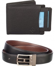 Urban Alfami Reversible Belt and Black External Card Slot Wallet Combo