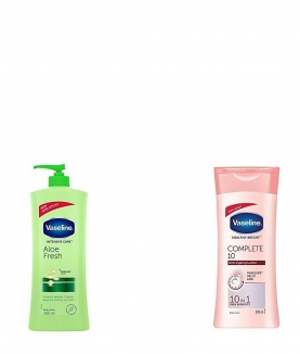 Vaseline Intensive Care Aloe Fresh Body Lotion, 400 ml & Vaseline Healthy White Complete 10 AHA and Pro Retinol, 200ml