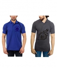 Vestiario Biker Combo of 2 Polo Neck T-Shirts with Free Cap and Key Chain