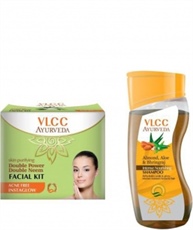 VLCC Double Neem Facial Kit and Ayurveda Shampoo Combo 200gm