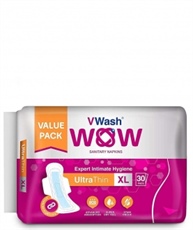 VWash Wow UltraThin Sanitary Napkins - Extra Large (30 Count)