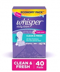 Whisper Daily Liners Clean and Fresh - 40 Count