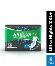 Whisper Ultra Nights Sanitary Pads with Wings - 5 Pieces (XXL Plus)