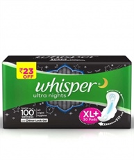 Whisper Ultra Overnight Sanitary Pads with Wings - 30 Pieces (XL Plus)