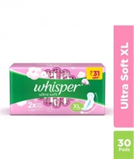 Whisper Ultra Soft Sanitary Pads - 30 Pieces (XL)