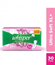 Whisper Ultra Soft Sanitary Pads - 30 Pieces (XL Plus)