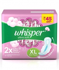 Whisper Ultra Soft Sanitary Pads - 50 Pieces (XL)