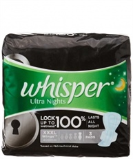 Whisper Women`s Ultra Night Extra Heavy Flow Sanitary Pads with Wings (3XL) Pack of 3 Counts