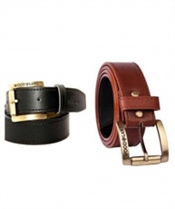 Winsome Black & Brown Leather Combo Belt - Pack of 2