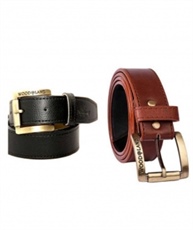 Winsome Black & Brown Leather Combo Belt - Pack of 2