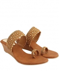 WOMEN COPPER EMBROIDERED WEDGE