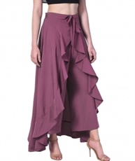 WOMEN PURPLE RUFFLE PALAZO