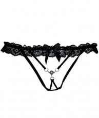 Women Thong Black Panty  (Pack of 1)