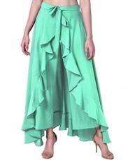 WOMEN TURQUOISE RUFFLE PALAZO