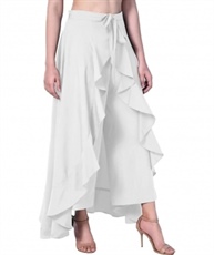 WOMEN WHITE RUFFLE PALAZO