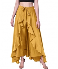 WOMEN YELLOW RUFFLE PALAZO