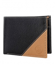 ZORO Men`s PU Leather Card Wallet (Black Beige)