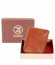 ZORO Men`s Wallet, Simple Purse, Gents Wallet, Gents Purse for Men Brown/Tan Colour, Compact, Small Front Pocket Wallet 39T