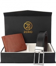 ZORO Reversible PU belt and wallet combo, formal black and brown reversible belt, gift for mens, gents belt, mens wallet ZR-CR04T-101T