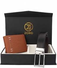 ZORO Reversible PU belt and wallet combo, formal black and brown reversible belt, gift for mens, gents belt, mens wallet ZR-CR04T-108T