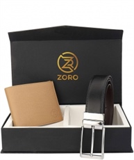 ZORO Reversible PU belt and wallet combo, formal black and brown reversible belt, gift for mens, gents belt, mens wallet ZR-CR04T-19B