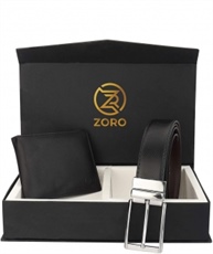 ZORO Reversible PU belt and wallet combo, formal black and brown reversible belt, gift for mens, gents belt, mens wallet ZR-CR04T-31K