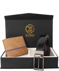 ZORO Reversible PU belt and wallet combo, formal black and brown reversible belt, gift for mens, gents belt, mens wallet ZR-TX01-18BL