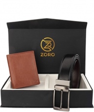 ZORO Reversible PU belt and wallet combo, formal black and brown reversible belt, gift for mens, gents belt, mens wallet ZR-TX01-39T